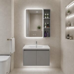 Луксузен мебел за купатило 70 cm со LED огледало и мијалник